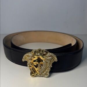 Versace Black and Gold Medusa Belt